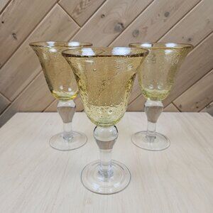 Set Of 3 Amber Water Goblet Iris Citrine by Artland Controlled Bubbles Margarita
